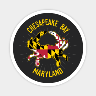 Chesapeake Bay Maryland Crab with MD State Flag Colors Magnet